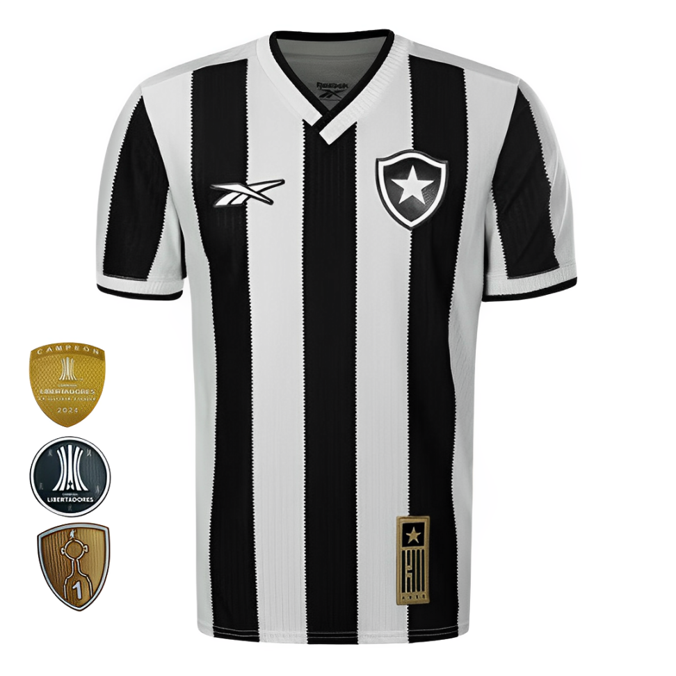 Camisa Botafogo I 2024/25 Masculina - Branco e Preto