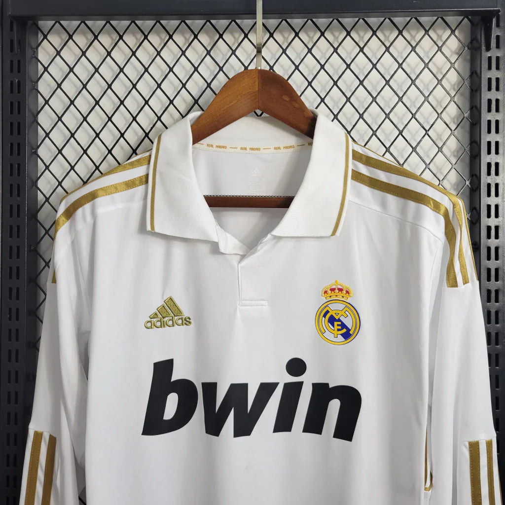 Camisa Retrô Real Madrid Manga Longa I Home Adidas 2011/12 Masculino Branco