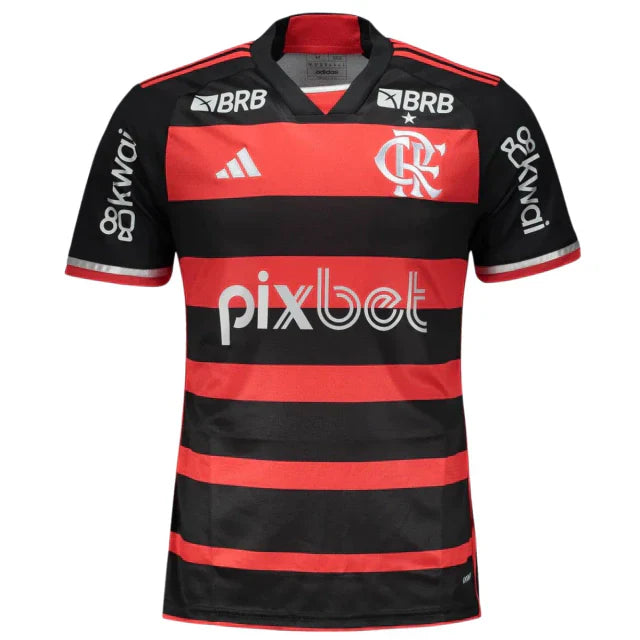 Camisa Flamengo Home 24/25 - Preta e Vermelha - C/ Patrocínio