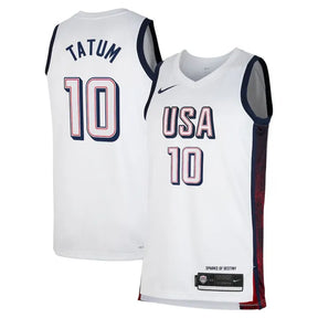 Camisa USA Basquete 2024 Nike Swingman Jersey Unisex Jason Tatum 10 Branca
