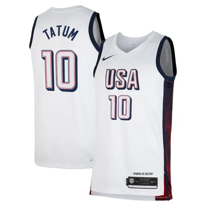 Camisa USA Basquete 2024 Nike Swingman Jersey Unisex Jason Tatum 10 Branca