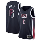 Camisa USA Basquete 2024 Nike Swingman Jersey Unisex LeBron James 6 Azul