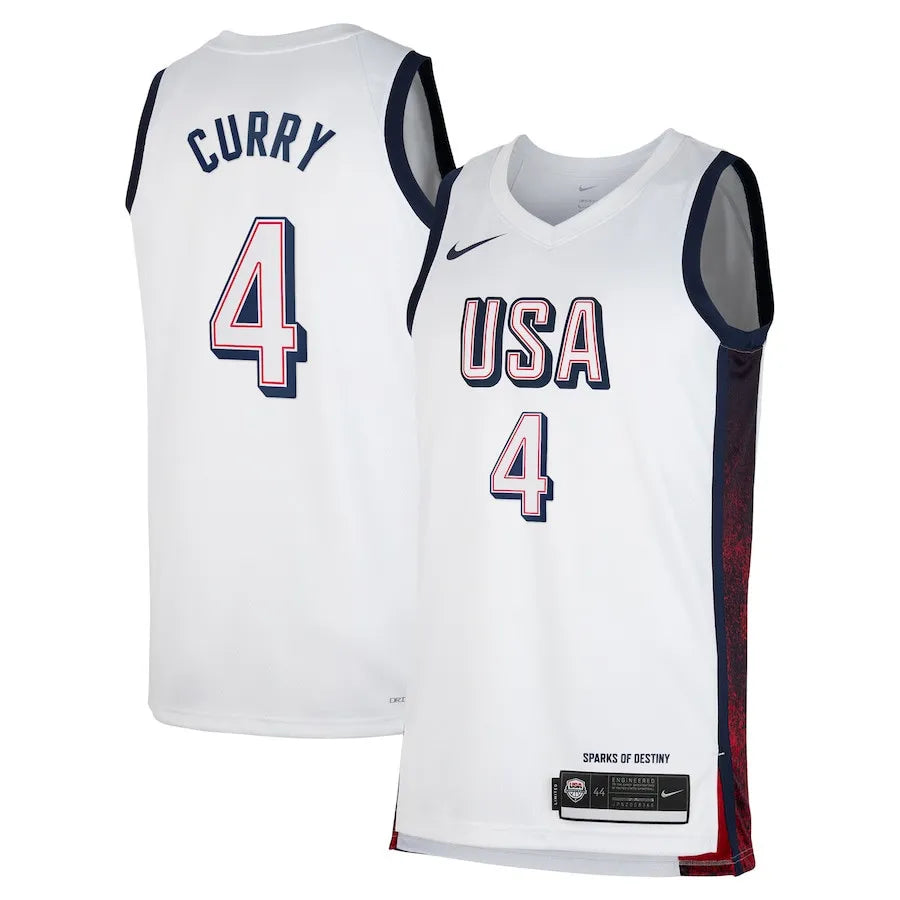 Camisa USA Basquete 2024 Nike Swingman Jersey Unisex Stephen Curry 4 Branca