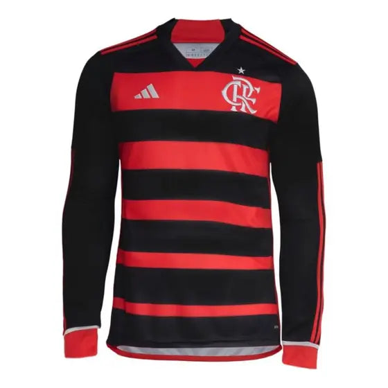 Camisa Flamengo Home 24/25 Manga Longa  - Preta e Vermelha